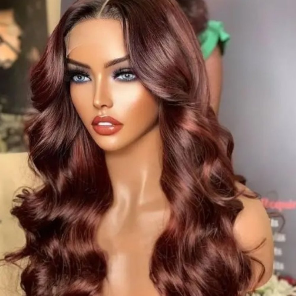 Invisible knots - Reddish Brown Tiny Knots Synthetic Wig